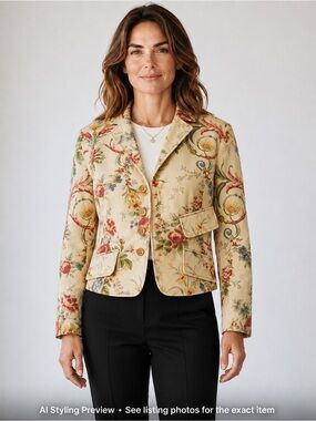 Paul Smith Blue Label Floral Cropped Blazer Jacket IT 44 US M Made Italy